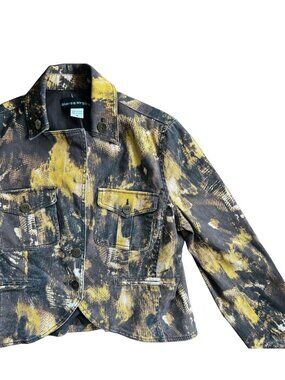 Abstract Print Denim Trucker Jacket Bianca Nygård Size 16